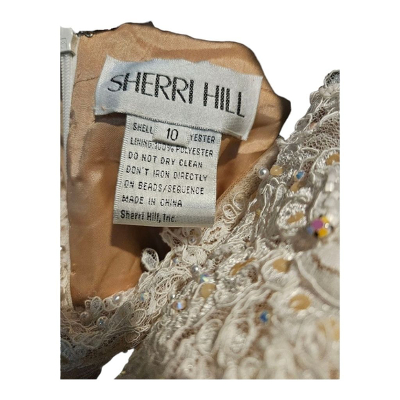Sherri Hill Ivory Nude Lace Wedding Dress US 10 - Picture 3 of 12